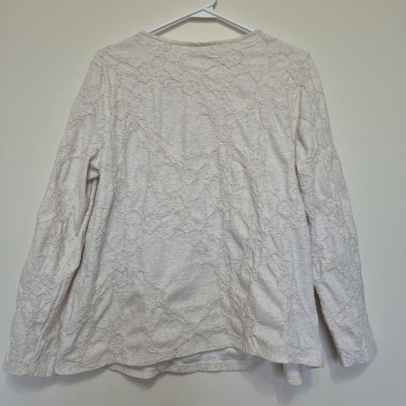 Style & Co Cream Textured Lace Trim Long Sleeve Boho Tunic – Size L - Picture 6 of 6
